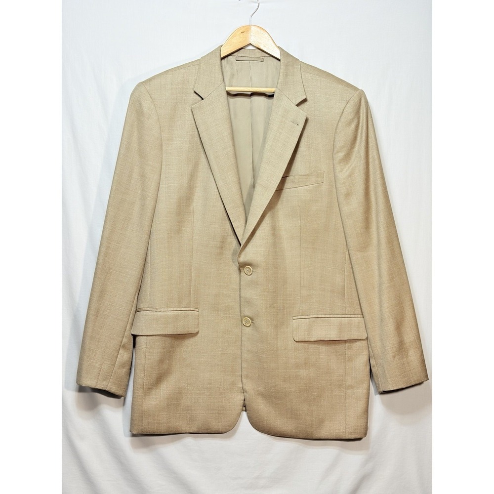 Ash Samtani Hand Tailored 100% Wool 46R Herringbone Blazer Marzoni Fabric Italy